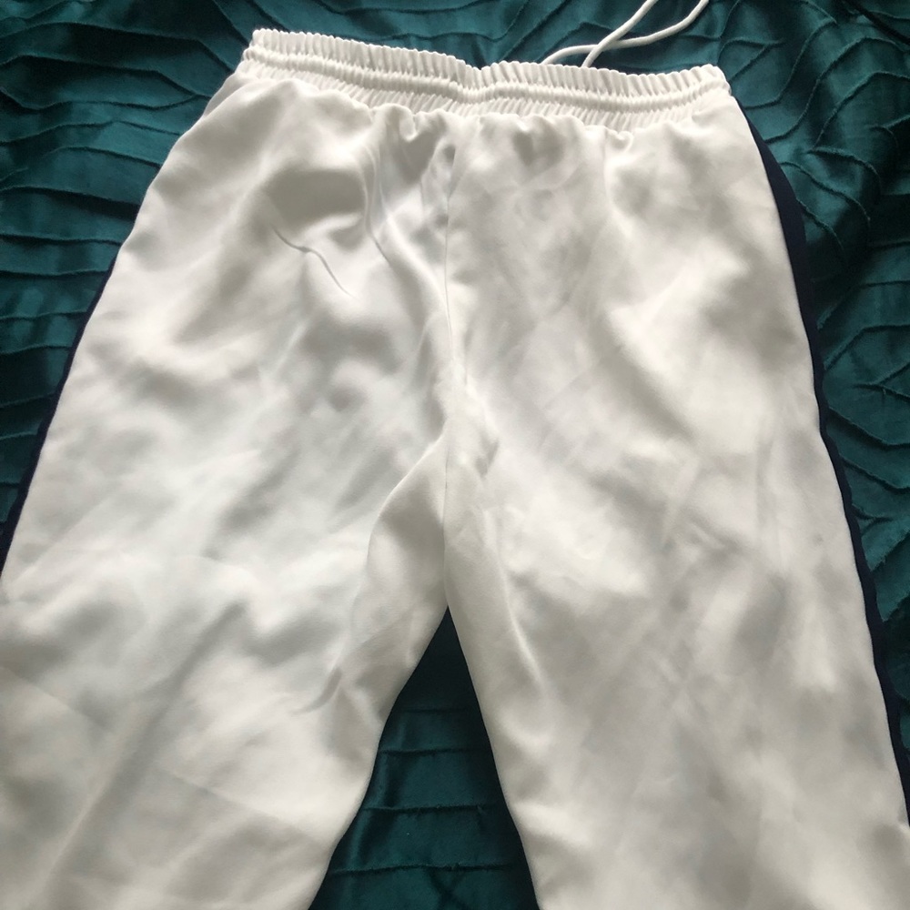 White Pull String Pants With Blue Stripe Down The… - image 4